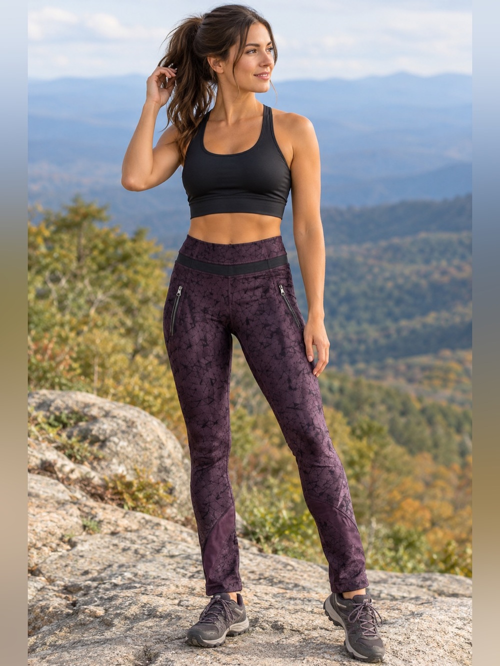 lululemon athletica Plum Geometric Zip Pocket Leggings